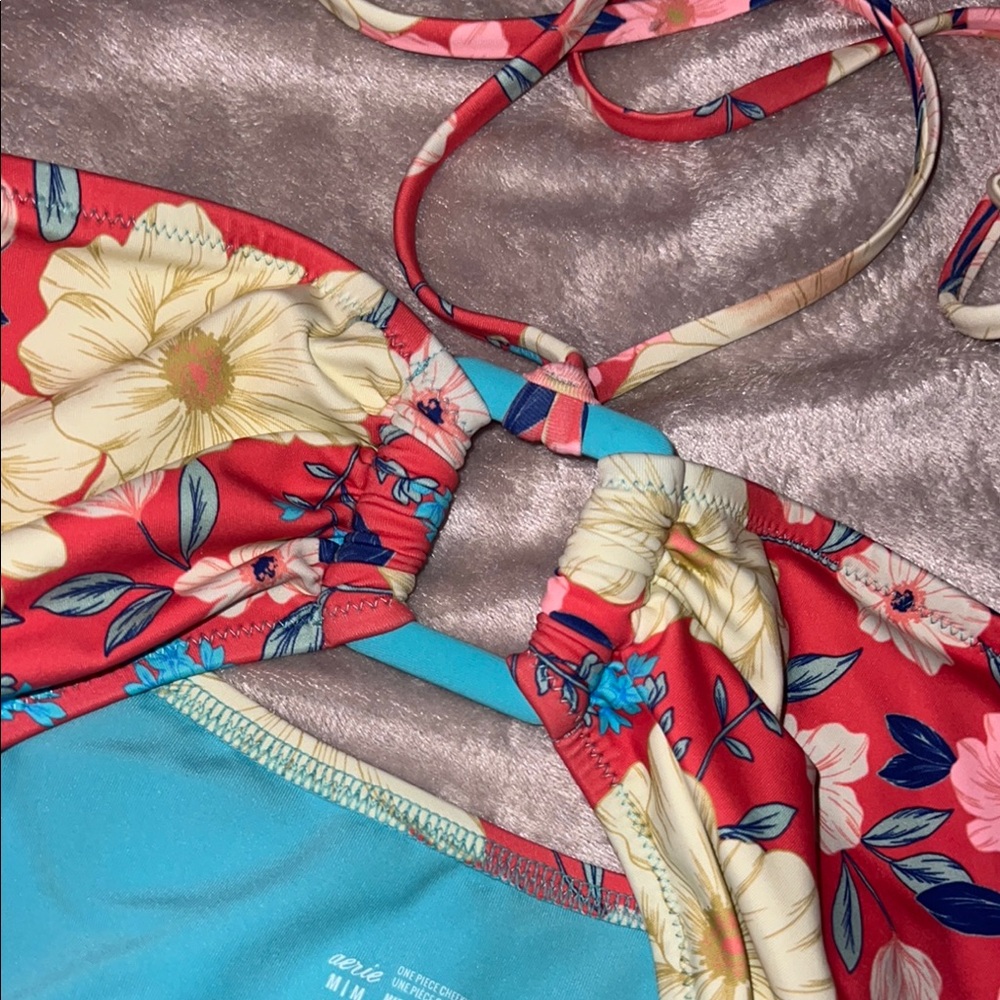 Aerie Red and Blue One Piece Swimsuit with Floral Design - NWT - Picture 5 of 6